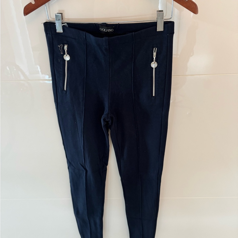 Golfino Blue Leggings with Zipper Details